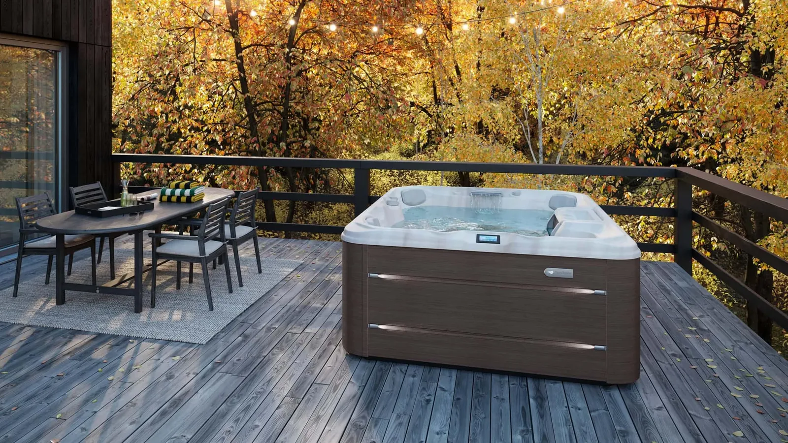 Sundance® Montclair™ hot tub, installed in a backyard